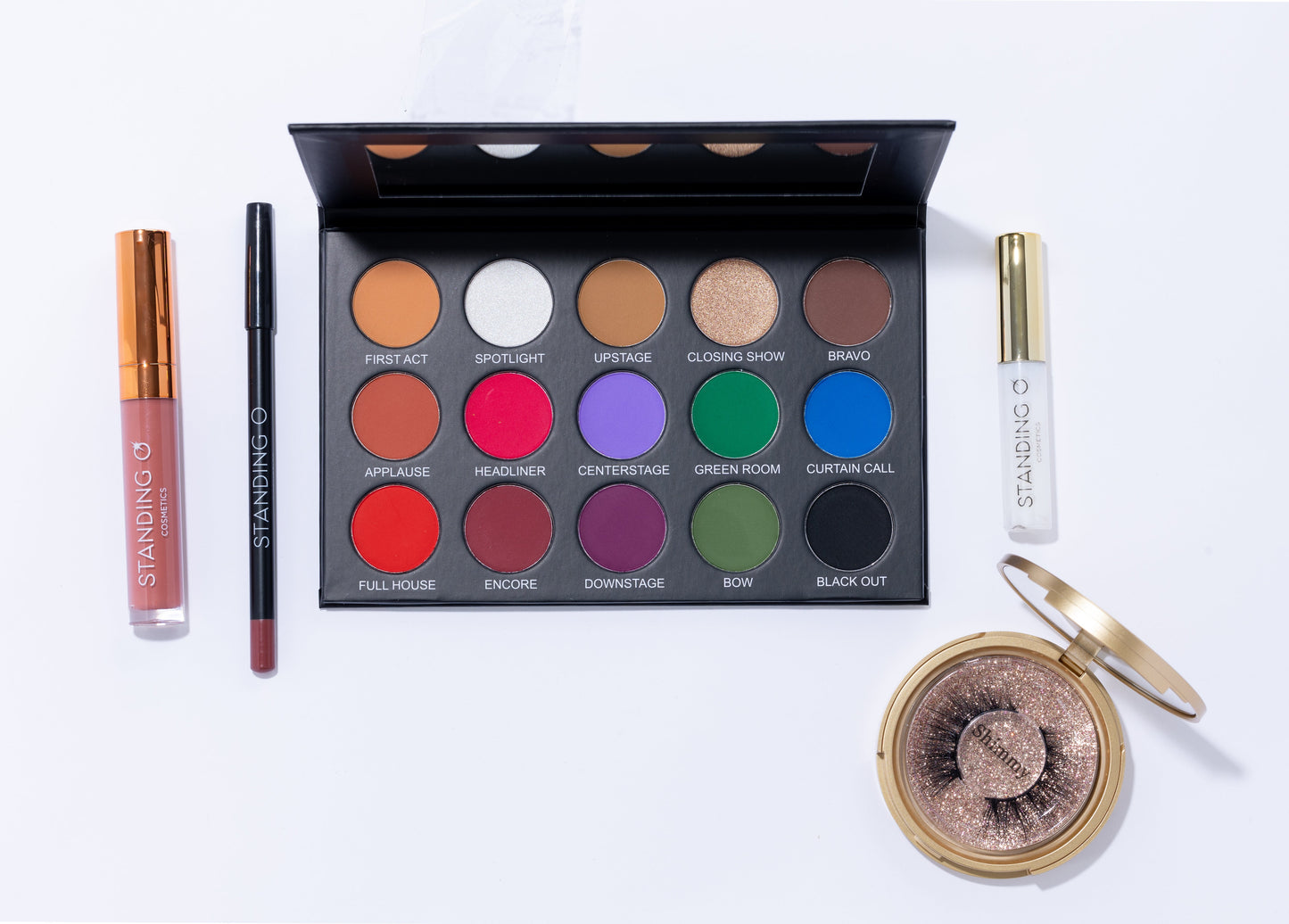 A makeup kit including The Performance Palette, Lipstick and Liner, Lash Compact and Lucky Lash Adhesive