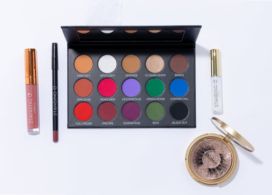 A makeup kit including The Performance Palette, Lipstick and Liner, Lash Compact and Lucky Lash Adhesive