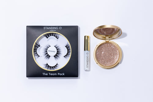 Includes The Team Lash Pack in Shimmy, the empty Classic Compact and a Lucky Lash Adhesive. 