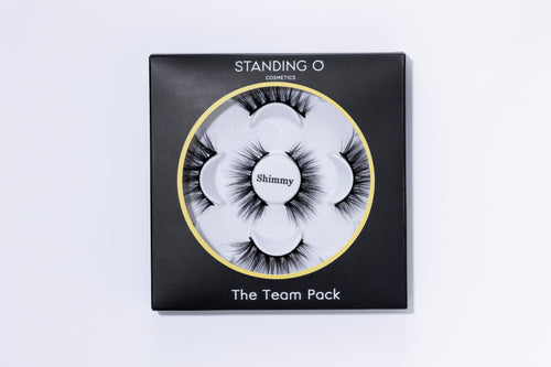 Multi-pack of lashes, contains 5 pairs in the style Shimmy. Standing O Logo is imprinted on the black box with gold detail. 