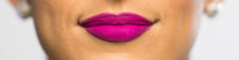 Load image into Gallery viewer, matte liquid lipstick &amp; lip liner pencil in fuchsia shown on model
